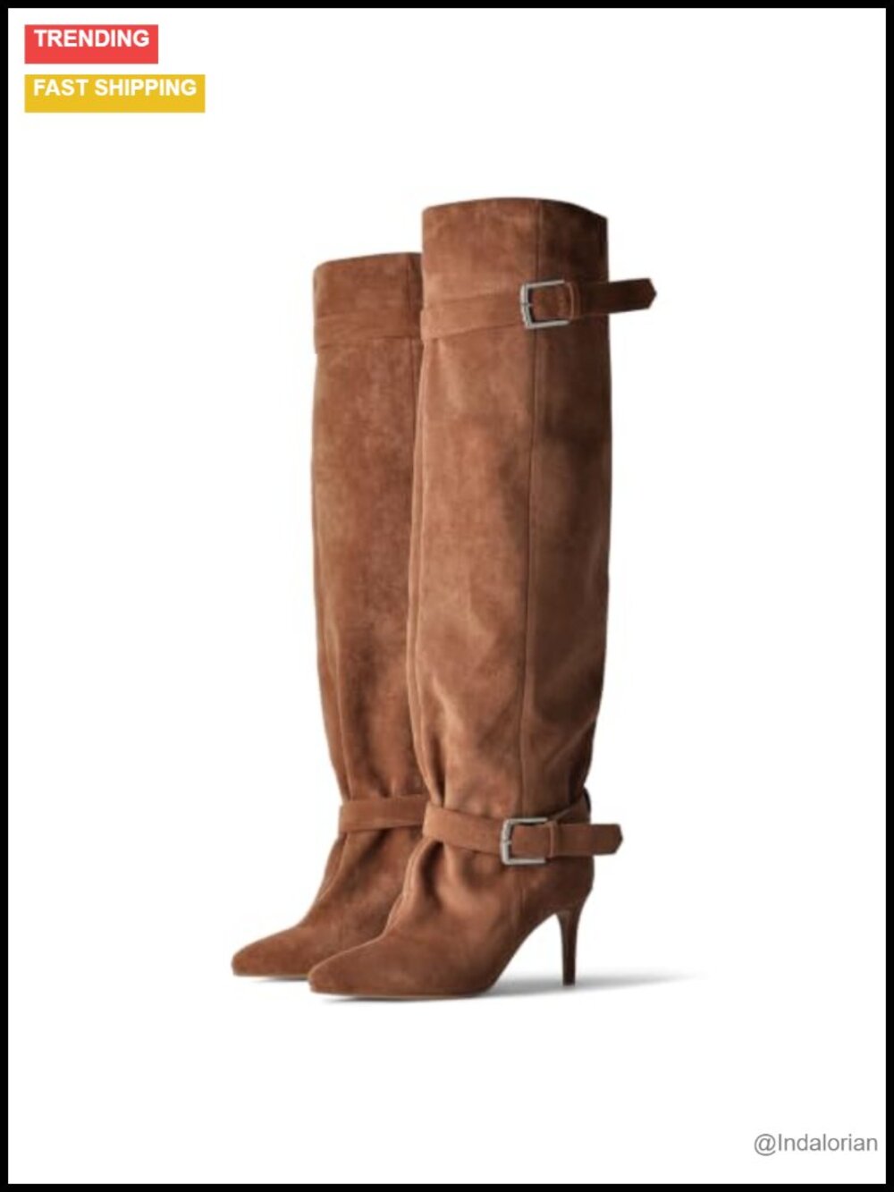 Slouch Over-the-Knee Kitten Heel Boots Pointed Toe Pull-On